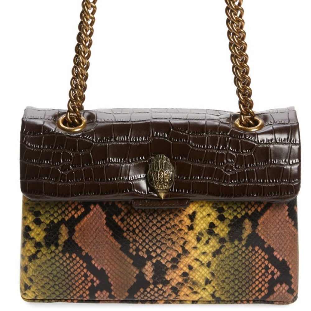 NWT Kurt Geiger London Kensington medium Crocodile & python Embossed leather NEW